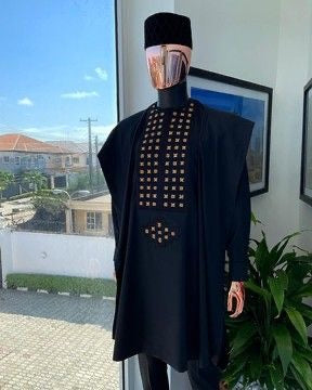 Ensemble trois pièces : Boubou,chemise,Pentalon,chapeau