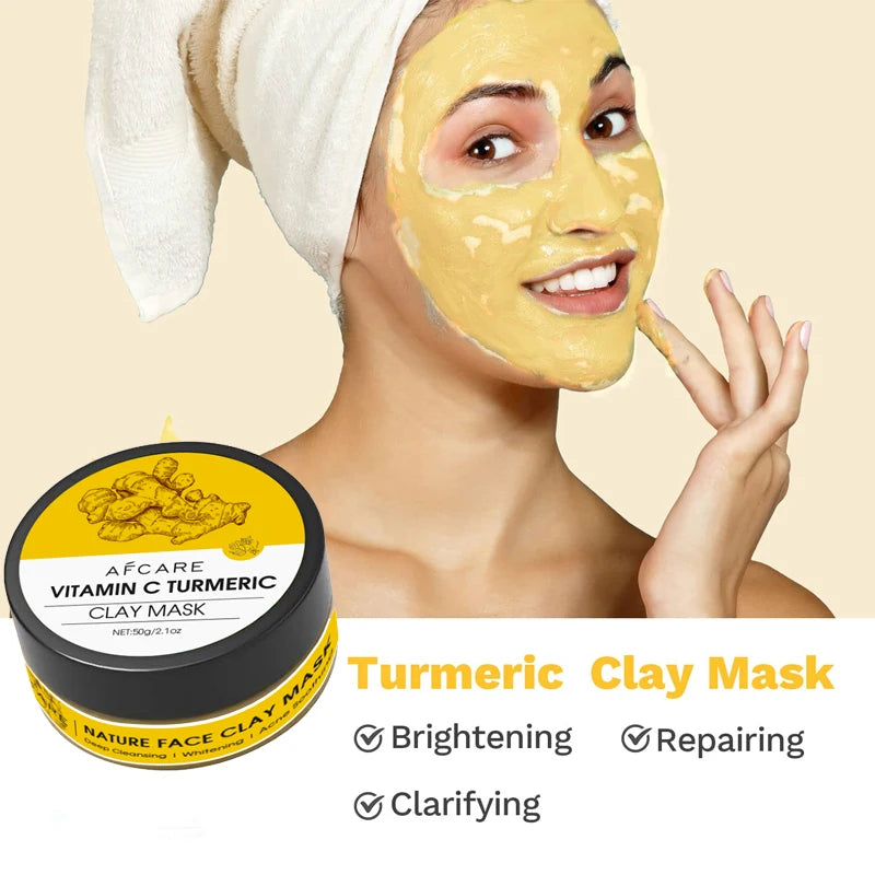 Lot de 4 Masques à l’Argile 2025 - Vitamine C, Curcuma & Boue de la Mer Morte - Nettoyage Profond & Hydratation