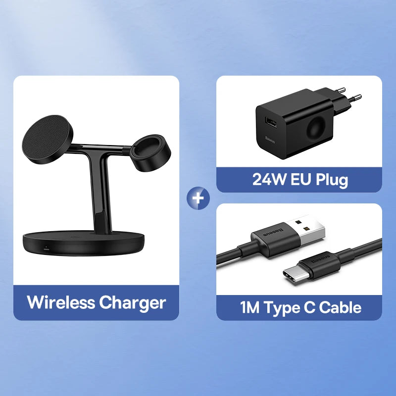 Chargeur Magnétique 3 en 1 Baseus - Recharge Rapide pour iPhone, AirPods & Apple Watch