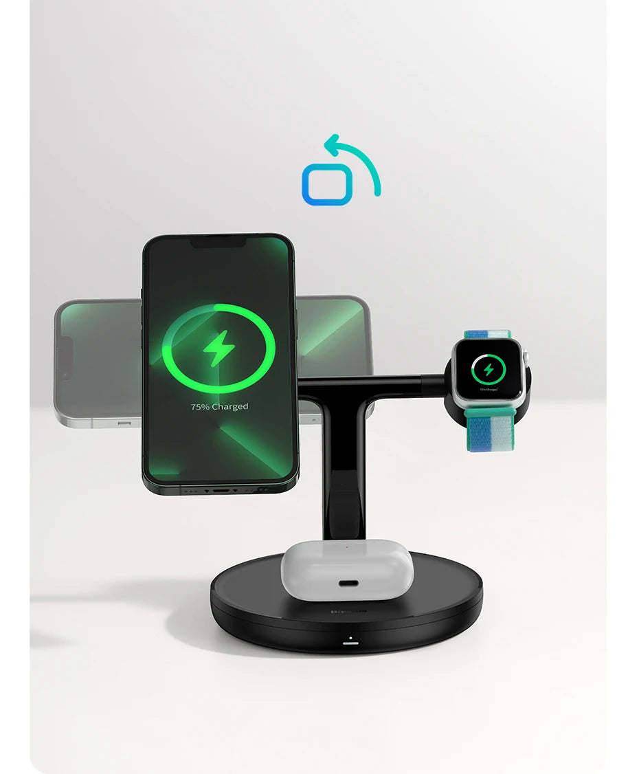 Chargeur Magnétique 3 en 1 Baseus - Recharge Rapide pour iPhone, AirPods & Apple Watch