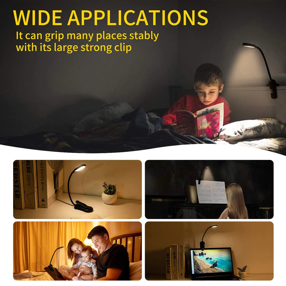 Lampe de Lecture Rechargeable 7 LED – Flexible, 3 Niveaux, Lumière Chaude & Froide – Idéale pour le Lit et la Lecture Nocturne