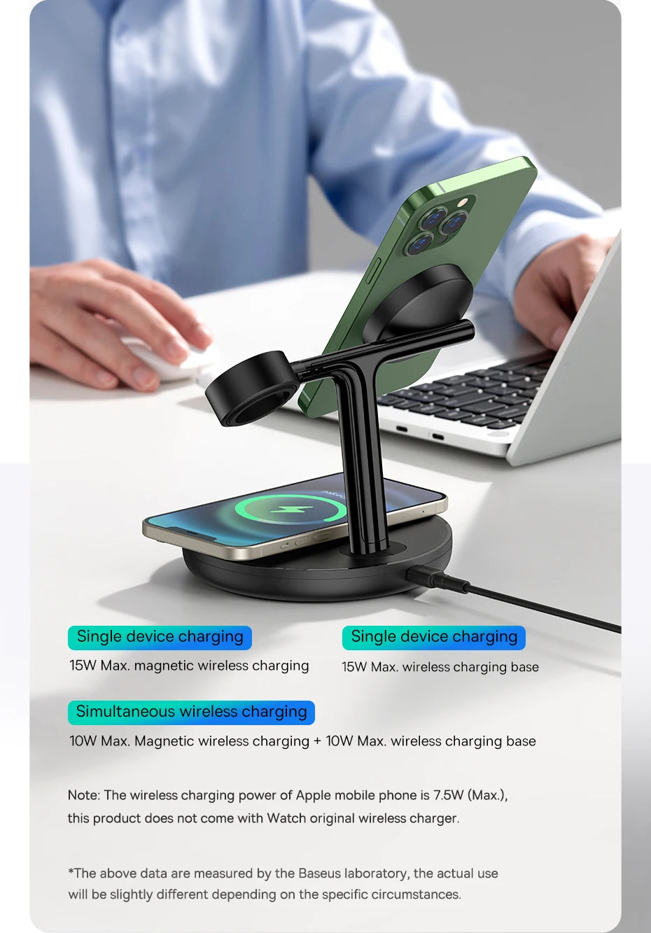 Chargeur Magnétique 3 en 1 Baseus - Recharge Rapide pour iPhone, AirPods & Apple Watch
