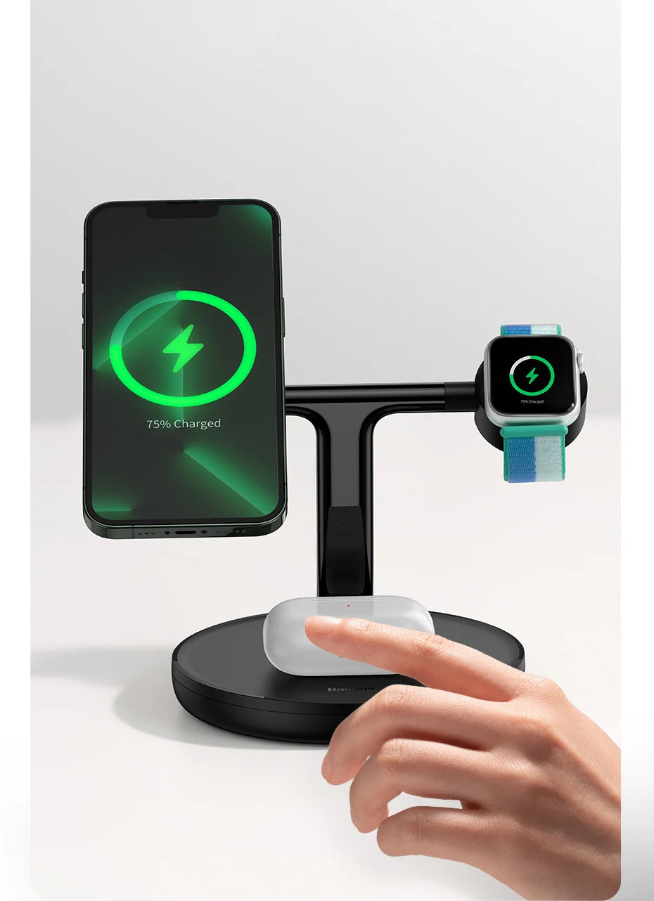 Chargeur Magnétique 3 en 1 Baseus - Recharge Rapide pour iPhone, AirPods & Apple Watch