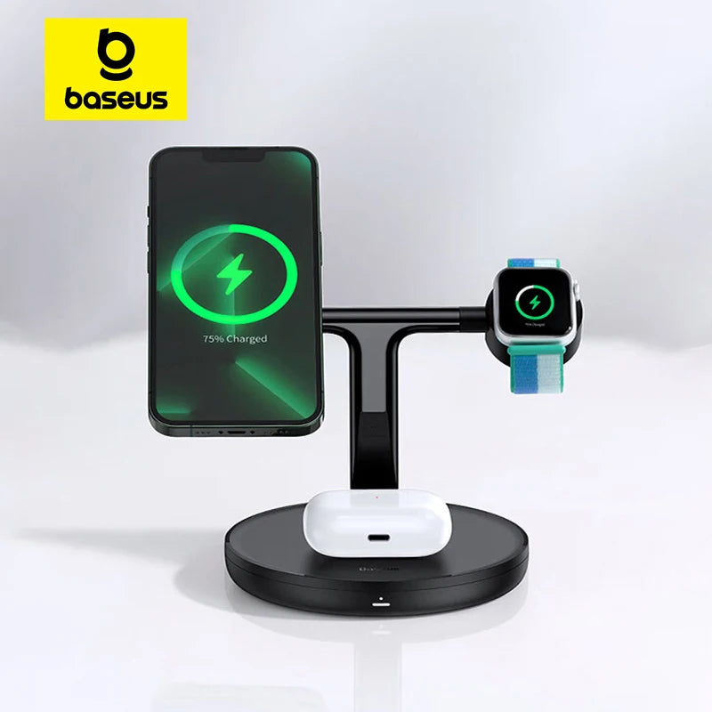 Chargeur Magnétique 3 en 1 Baseus - Recharge Rapide pour iPhone, AirPods & Apple Watch