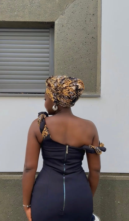 VÉZARA — Robe en Crêpe de Coton & de Wax