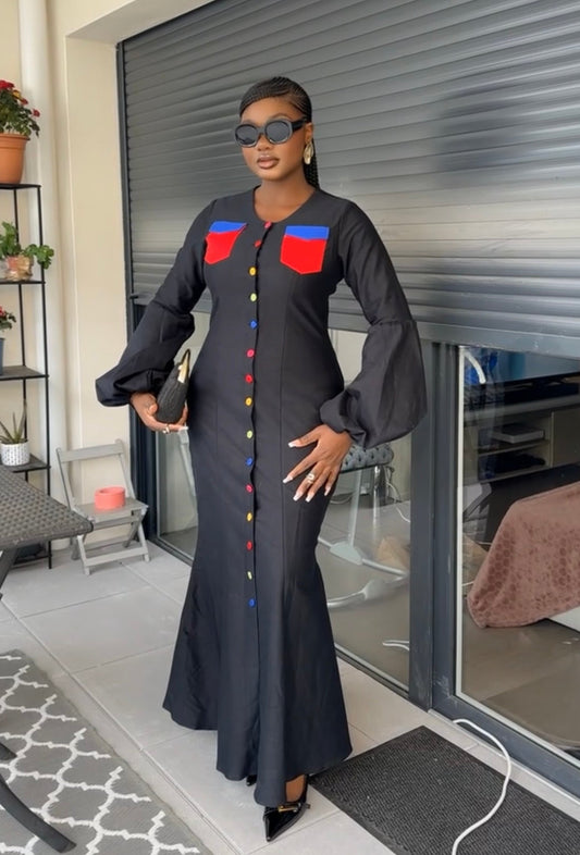 SOREYA — Robe  en Denim Noir