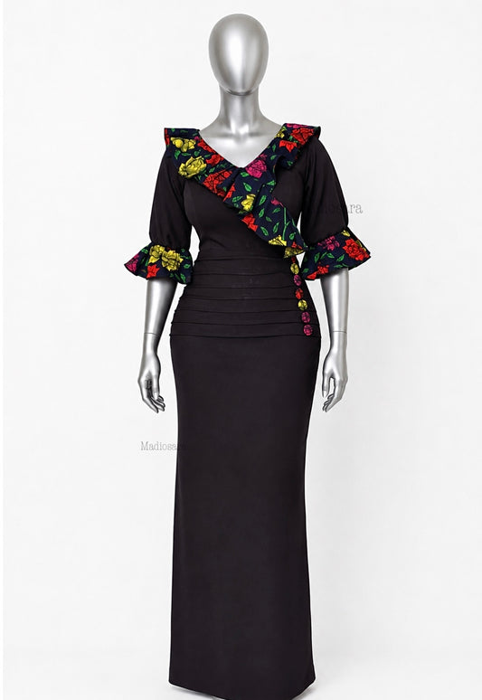 Naya – Robe en crêpe & wax