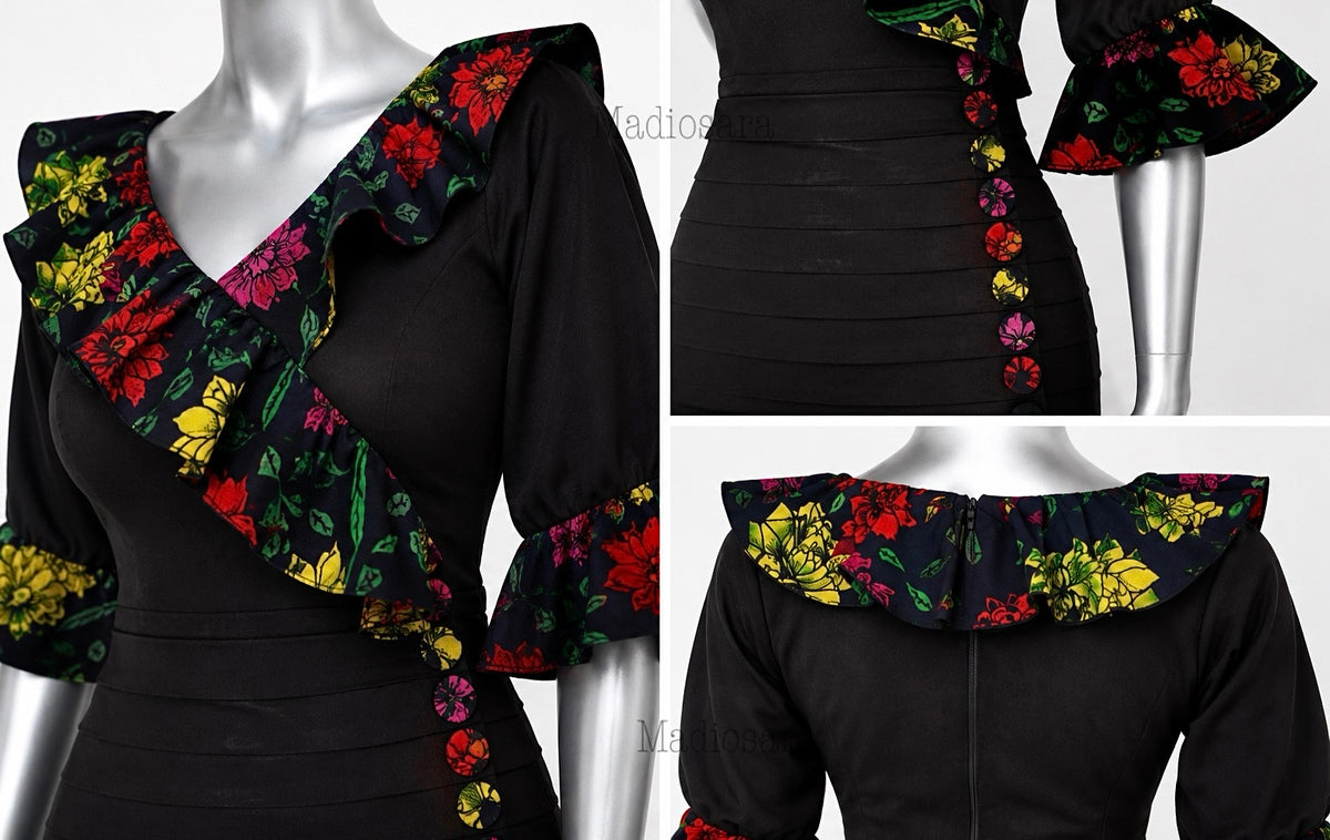 Naya – Robe en crêpe & wax