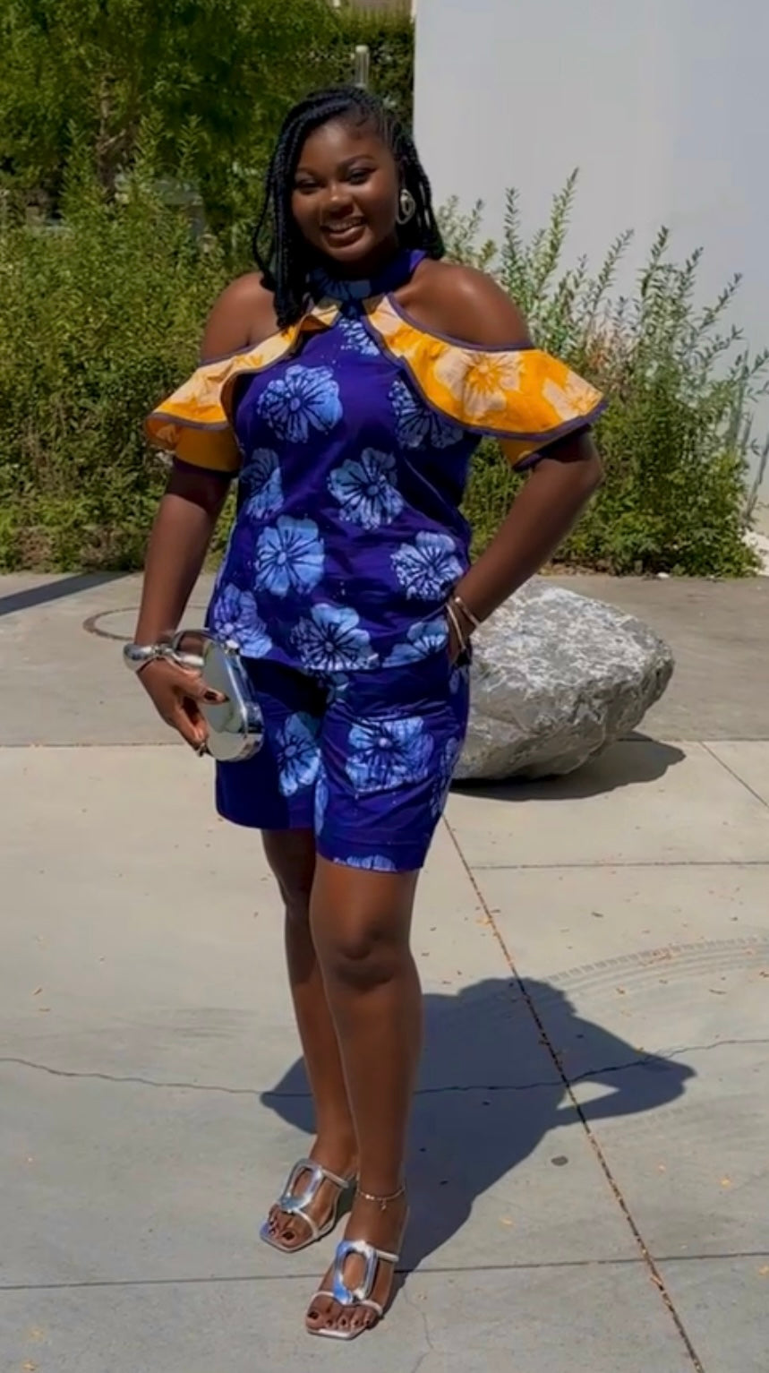 Ensemble Chemise & Short – Floral Élégance