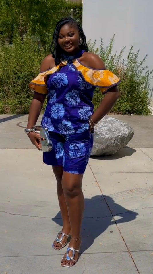 Ensemble Chemise & Short – Floral Élégance