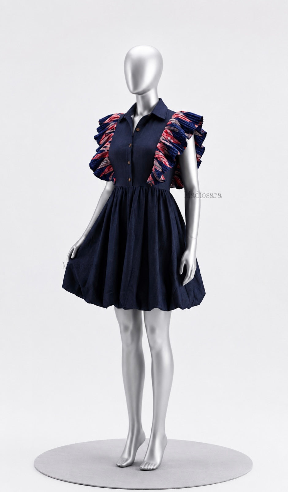 Boréale – Robe en denim & wax