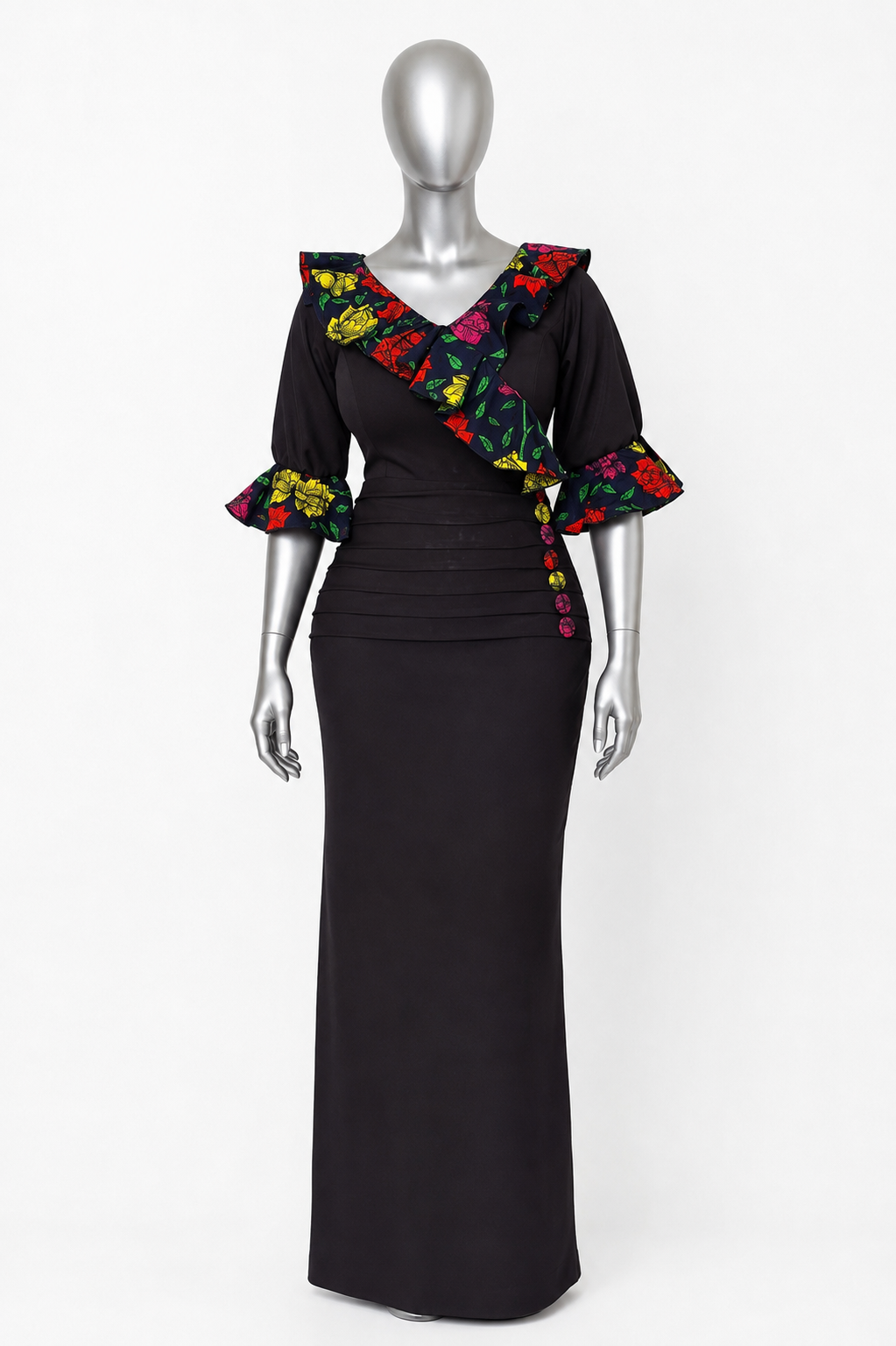 Naya – Robe en crêpe & wax