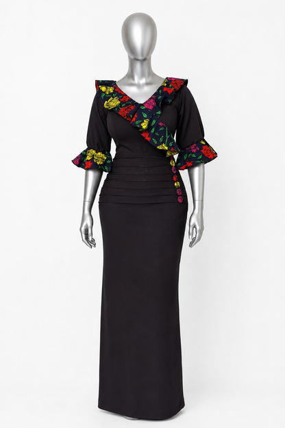 Naya – Robe en crêpe & wax
