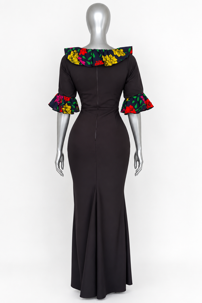 Naya – Robe en crêpe & wax