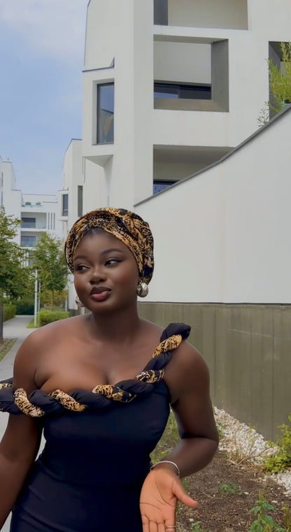 VÉZARA — Robe en Crêpe de Coton & de Wax