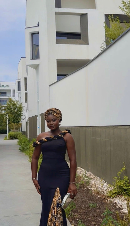 VÉZARA — Robe en Crêpe de Coton & de Wax