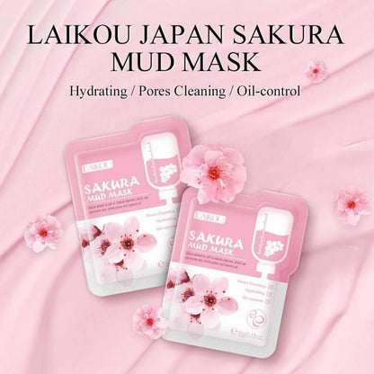 Lot de 7 Masques à la Boue Sakura du Japon - Nettoyage Profond, Élimination des Points Noirs & Contrôle de l’Huile