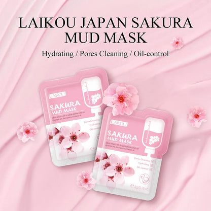 Lot de 7 Masques à la Boue Sakura du Japon - Nettoyage Profond, Élimination des Points Noirs & Contrôle de l’Huile