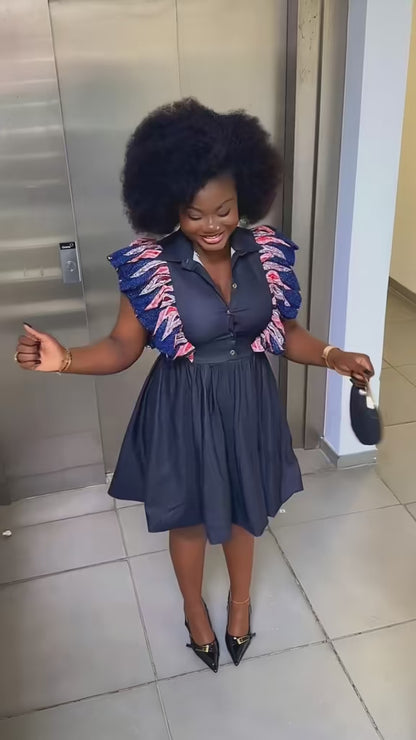 Boréale – Robe en denim & wax | Collection Impériale